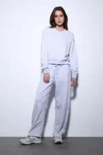 Pantalon de survêtement Antioch Grey Melange Basic à jambes droites pour femme