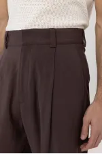 Antioch Coffee Pleated Baggy Fit Men's Trousers