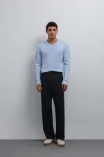 Pull Antioch Bebe bleu texturé à col en V pour garçon