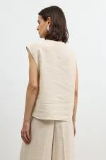 Antioch Taş Lyocell Karışımlı Düğmeli Kadın Top