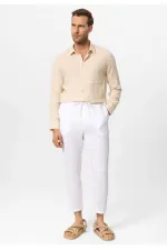 Antioch Bej Müslin Kumaş Uzun Kollu Erkek Gömlek