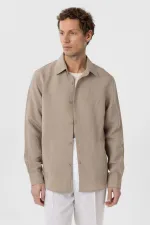 Chemise homme Antioch beige coupe décontractée en tissu modal