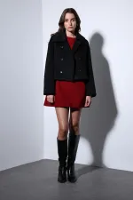 Antioch Black Double-Breasted Women's Short Coat