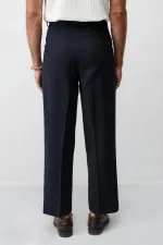 Antioch Lacivert Pileli Relaxed Fit Erkek Pantolon