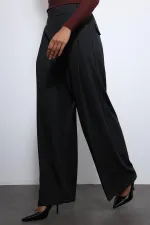 Antioch Füme Çizgili Geniş Paça Pantolon