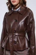 Veste en similicuir ceinturée Antioch Coffee