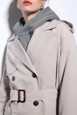 Trench-coat Antioch beige à double boutonnage et ceinture pour femme