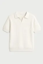 Antioch Ekru Dokulu Polo Yaka Erkek T-Shirt