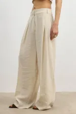 Antioch Taş Lyocell Karışımlı Geniş Paça Kadın Pantolon