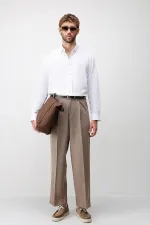 Antioch Beyaz Keten Karışımlı Relaxed Fit Erkek Gömlek