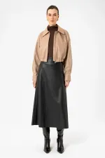 Veste courte en similicuir beige Antioch pour femme