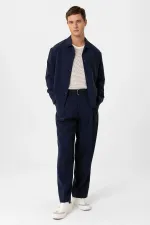 Pantalon homme Antioch Navy en modal, coupe décontractée et ceinture