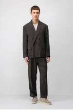 Antioch Koyu Kahve Modal Karışımlı Relaxed Fit Erkek Blazer Ceket