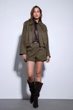 Antioch Haki Süet Görünümlü Bomber Kadın Mont