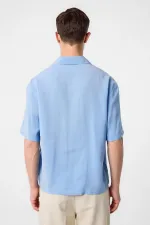 Antioch Blue Apache Collar Modal Fabric Men's Shirt