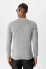 Antioch Gri Melanj Bisiklet Yaka Slim Fit Triko Kazak