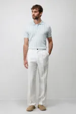 Antioch Beyaz Keten Karışımlı Erkek Baggy Pantolon