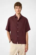 Antioch Burgundy 100% Linen Relaxed Men's Shirt