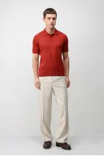 Polo homme Antioch rouge en maille texturée