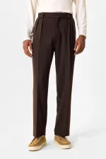 Antioch Coffee High Waist Pleated Relaxed Fit Baggy Men's Pants