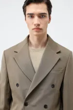 Antioch Haki Relax Fit Kruvaze Erkek Blazer Ceket