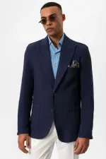 Antioch Navy Blue Unlined Men's Blazer Jacket with Patch Pockets