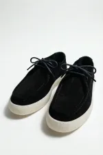 Antioch Siyah Yumuşak Dikişli Burun Deri Ayakkabı