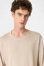 Antioch Beige Relaxed Fit Basic Men's T-Shirt