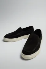 Mocassins Antioch en cuir suédé noir cousu