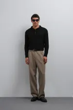 Antioch Siyah Düğmeli Yaka Erkek Kazak