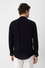 Antioch Black Mandarin Collar Men's Shirt