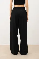 Pantalon plissé noir taille haute pour femme Antioch