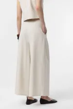 Antioch Ekru Keten Karışımlı Kadın Culotte Pantolon