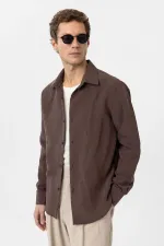 Antioch Kahve Relax Fit Modal Kumaş Erkek Gömlek