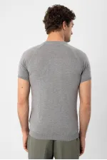 Antioch Gri Melanj Bisiklet Yaka Triko T-Shirt