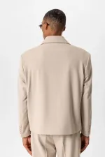 Antioch Bej Crop Fit Erkek Blazer Ceket