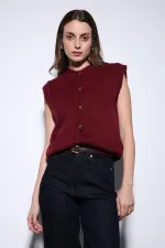Antioch Burgundy Textured Women's Knitted Vest