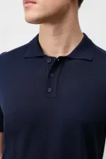 T-shirt à col polo slim confortable bleu marine Antioch pour homme