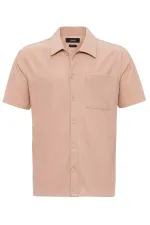 Antioch Beige Corduroy Short-Sleeved Men's Shirt