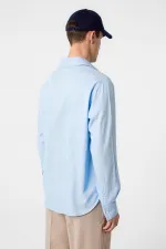 Antioch Blue Relax Fit Linen Blend Men's Shirt