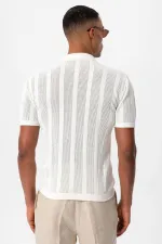 Polo blanc Antioch à col zippé pour homme