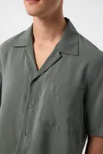 Antioch Khaki Apache Collar Modal Fabric Men's Shirt