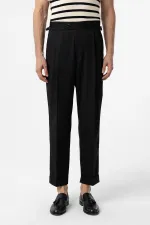 Pantalon plissé noir taille haute style italien Antioch pour homme