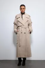 Antioch Beige Oversize Belted Coat