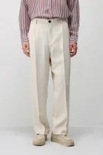 Antioch Cream Modal Fabric Men's Trousers