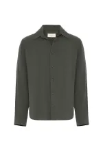 Antioch Haki Relax Fit Liyosel Kumaş Erkek Gömlek