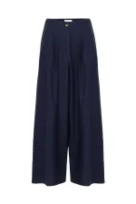 Pantalon culotte Antioch bleu marine en lin mélangé pour femme