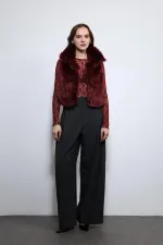 Gilet Antioch bordeaux aspect peluche