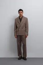 Antioch Vizon Relax Fit Kruvaze Erkek Blazer Ceket