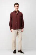 Antioch Burgundy Linen Blend Relaxed Fit Men's Shirt